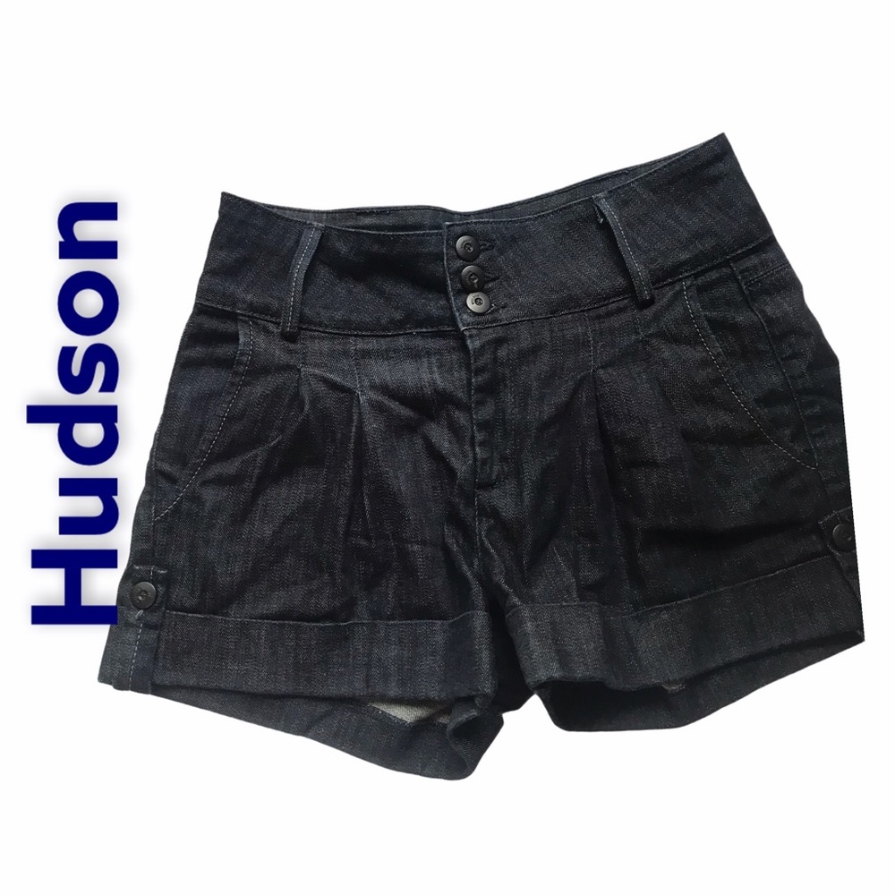 Hudson Size 28 Blue High Rise Pleated Cuffed Denim Shorts - Picture 1 of 8
